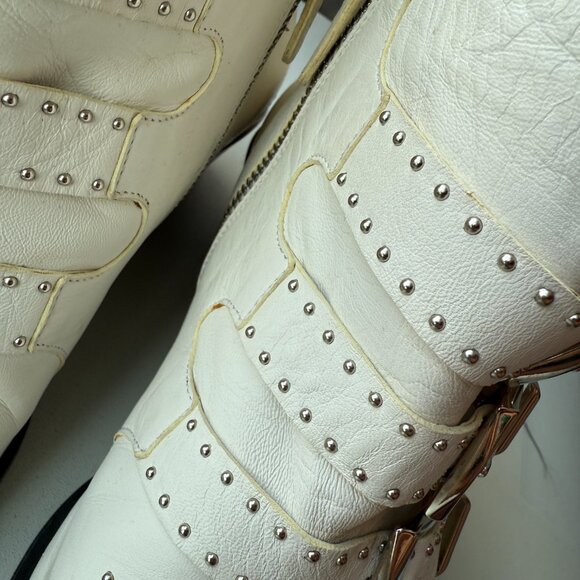 Chloe Suzanna White Studded Ankle Western Booties 35 - Picture 5 of 16